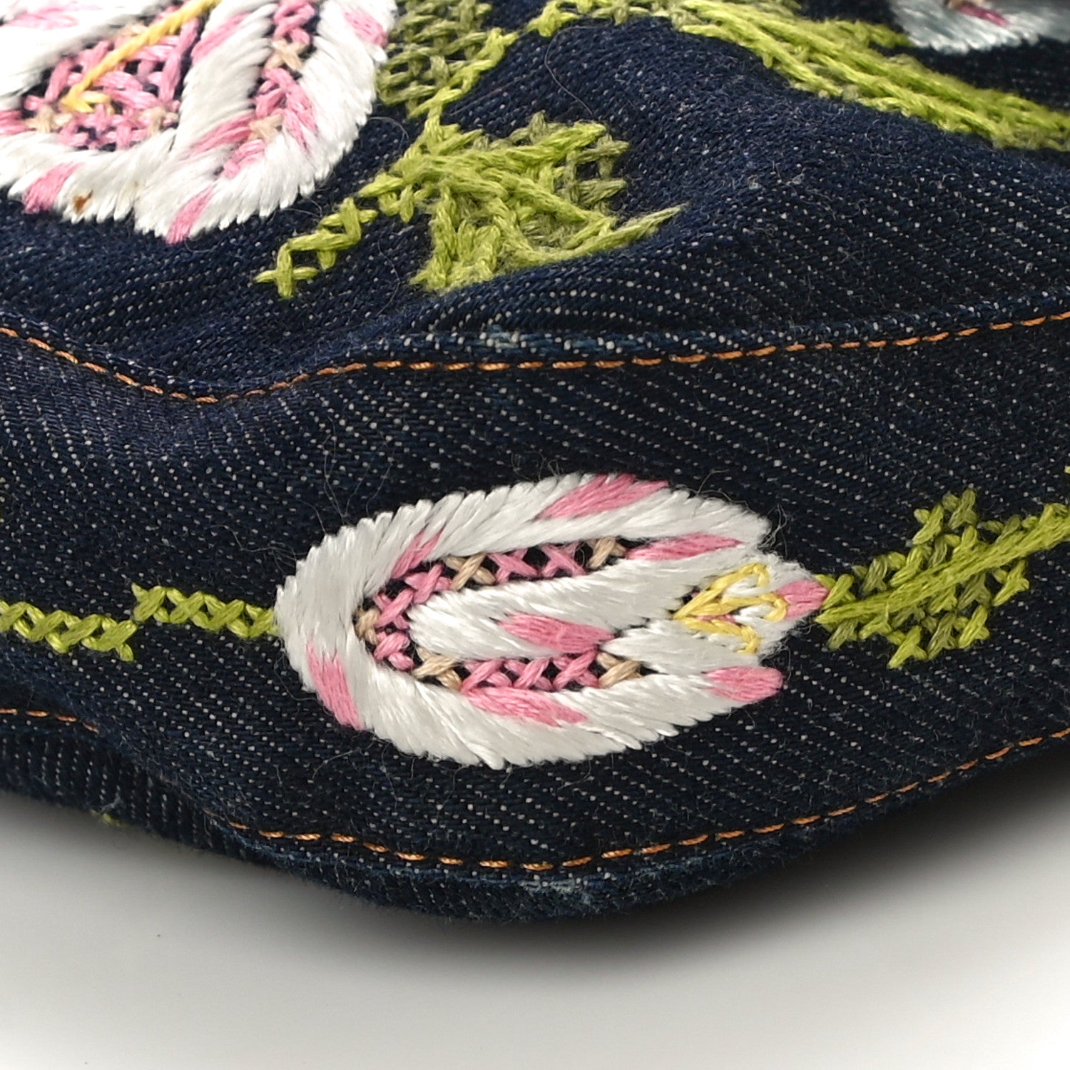 Fendi Denim Embroidered Baguette Blue Multicolor 9 of 9