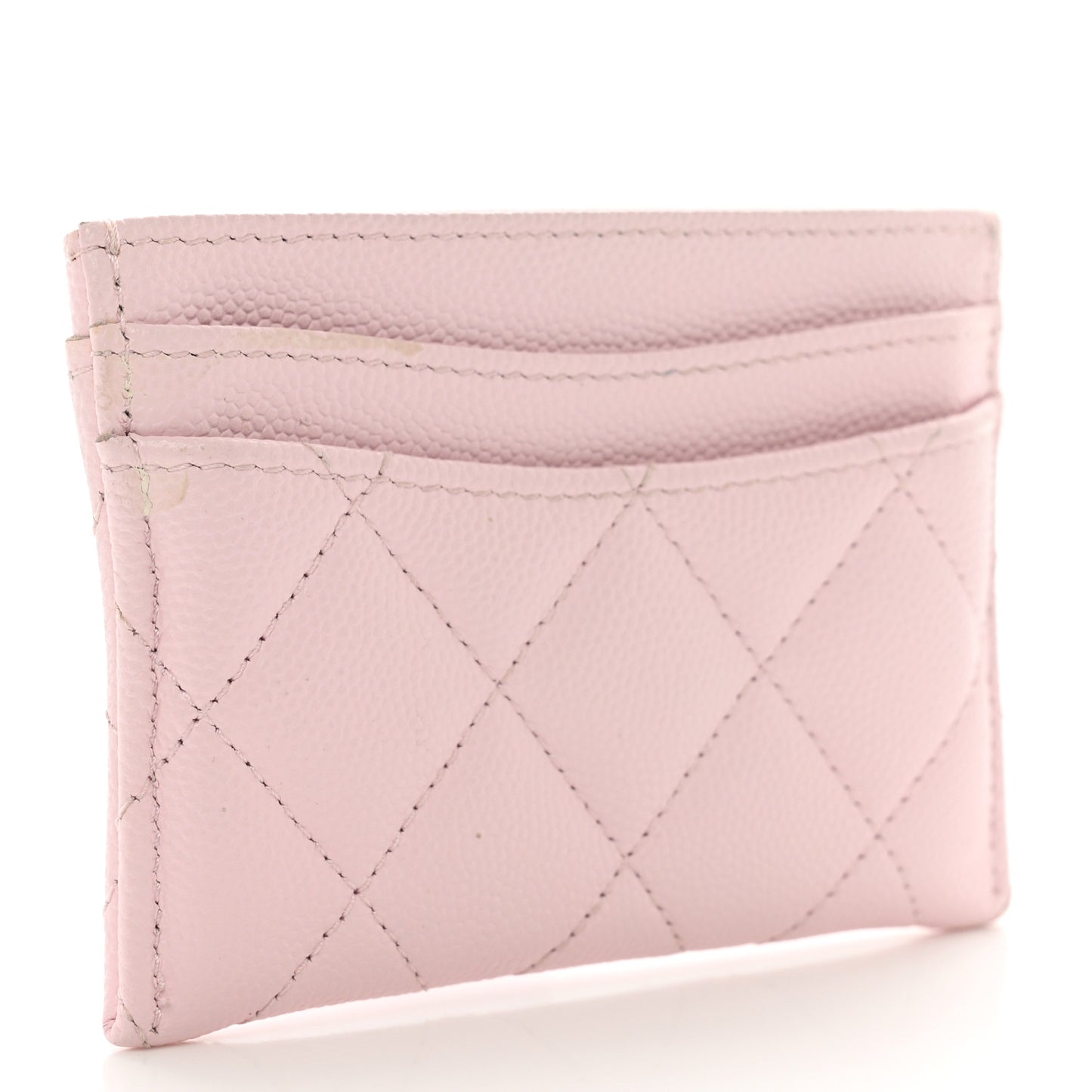 Caviar Quilted Card Holder Light Pink