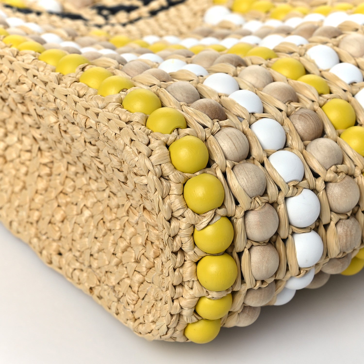 Prada Raffia Wood Bead Embroidered Logo Tote Bag Naturale 8 of 9