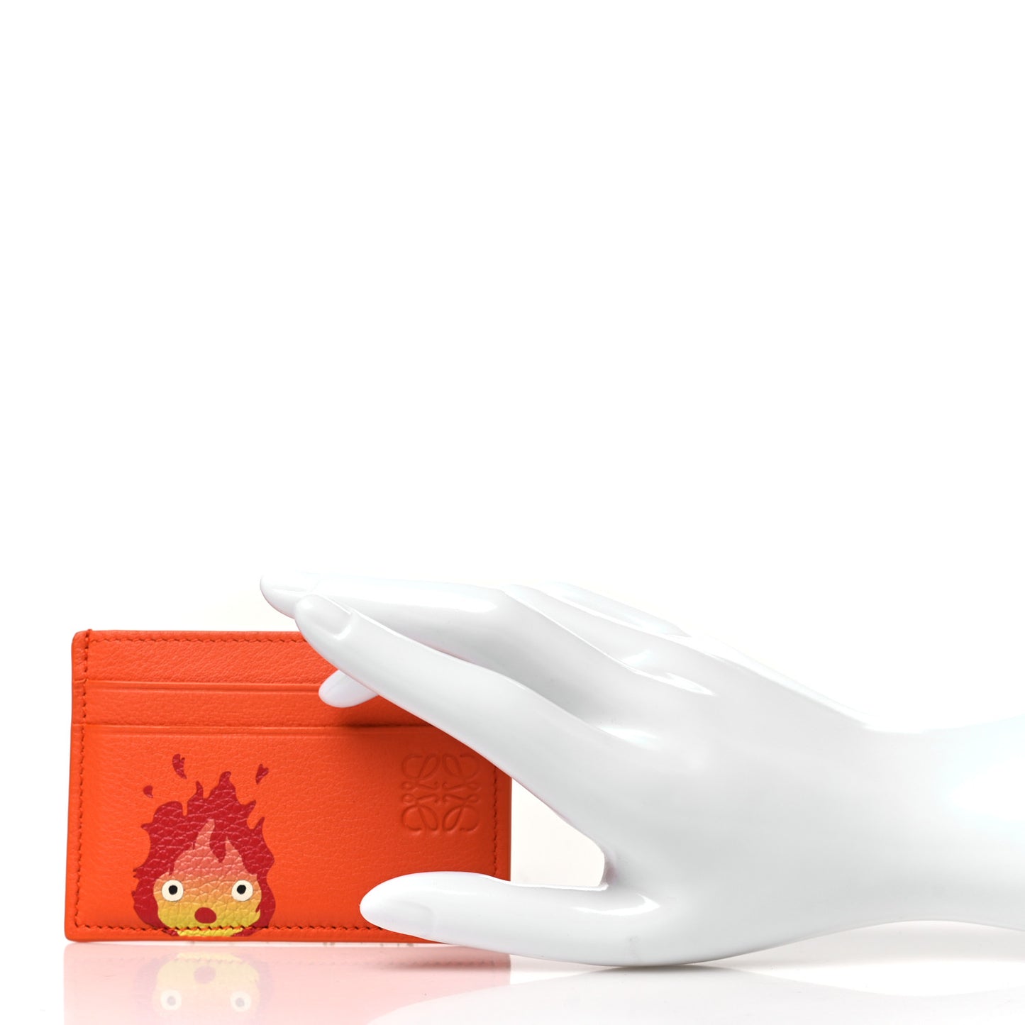 X HOWL'S MOVING CASTLE Calfskin Calcifer Card Holder Orange