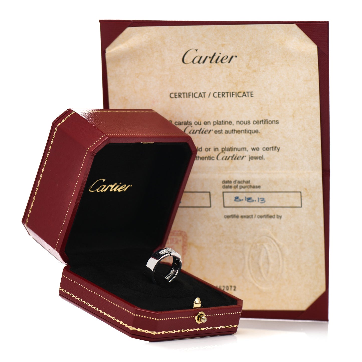 18K White Gold Diamond Maillon Panthere Band Ring 50 5.25
