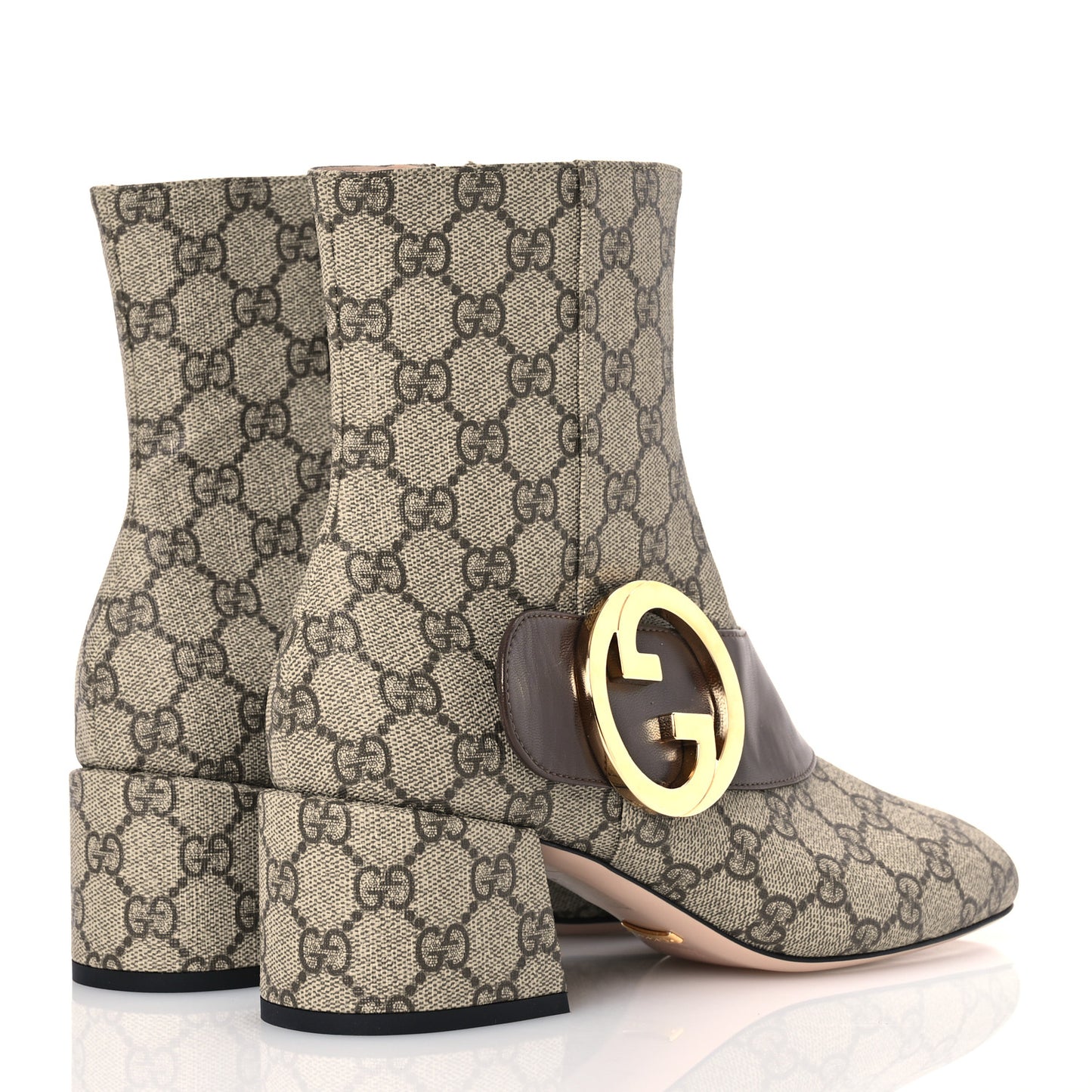 GG Supreme Monogram Malaga Kid Blondie 55mm Ankle Boots 39.5 Beige Ebony New Acero