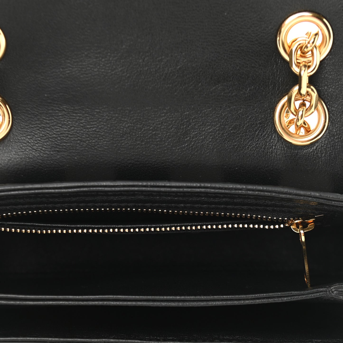 Shiny Calfskin Stripes Small C Bag Black