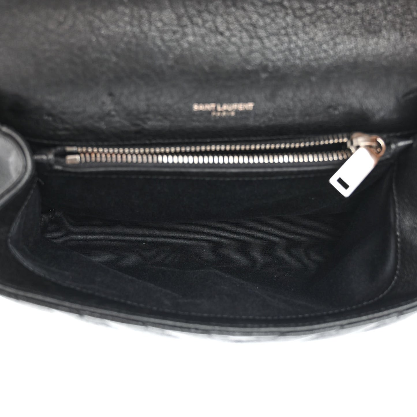 Sheepskin Matelasse Chevron Monogram Medium College Bag Black