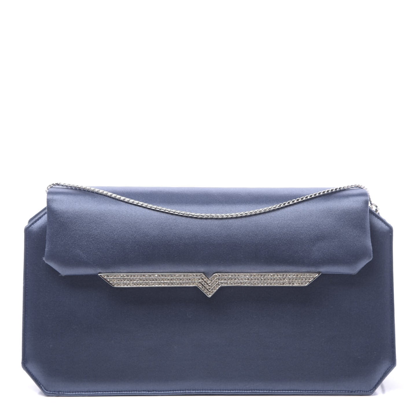 Crystal Satin Clutch Blue