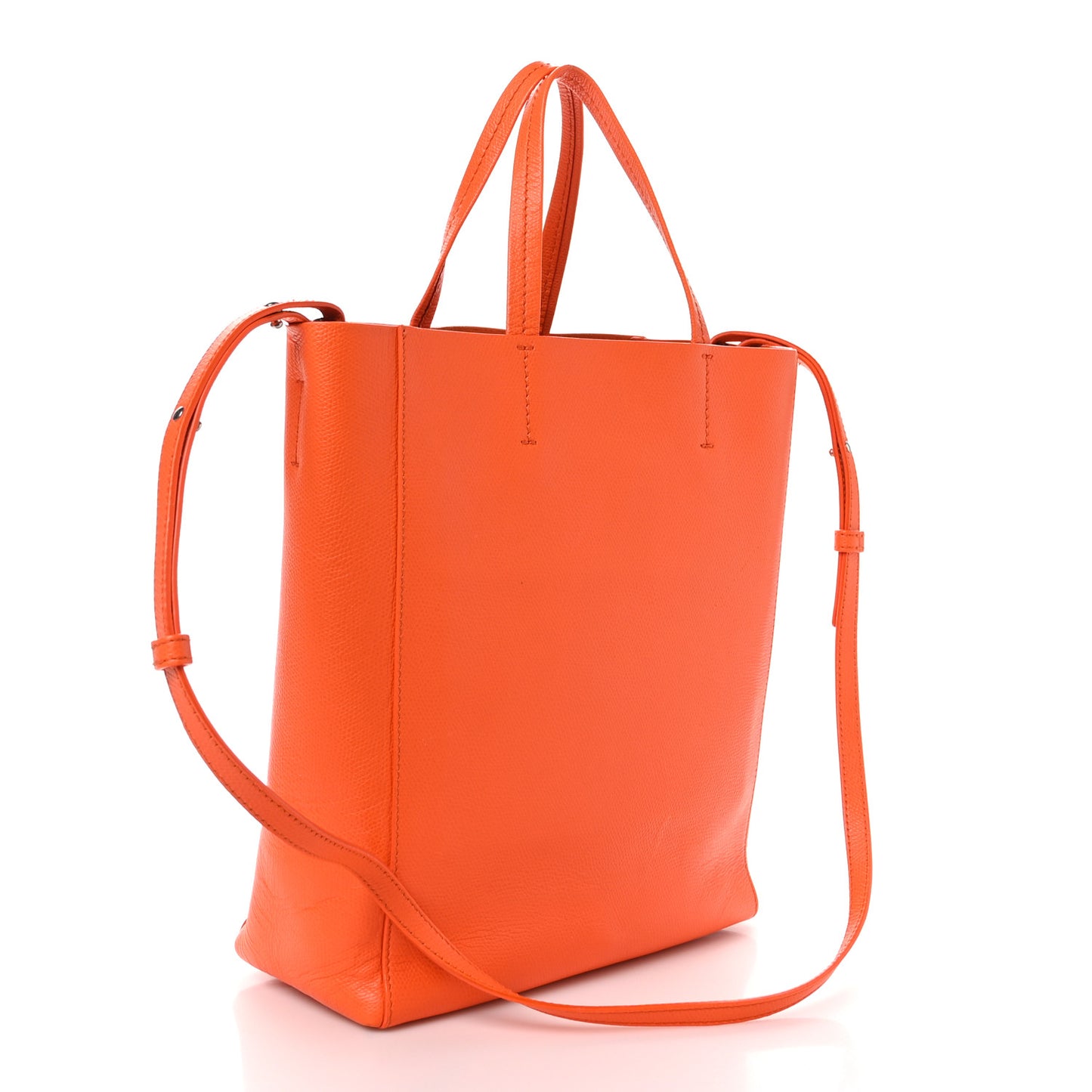 Grained Calfskin Small Vertical Cabas Orange