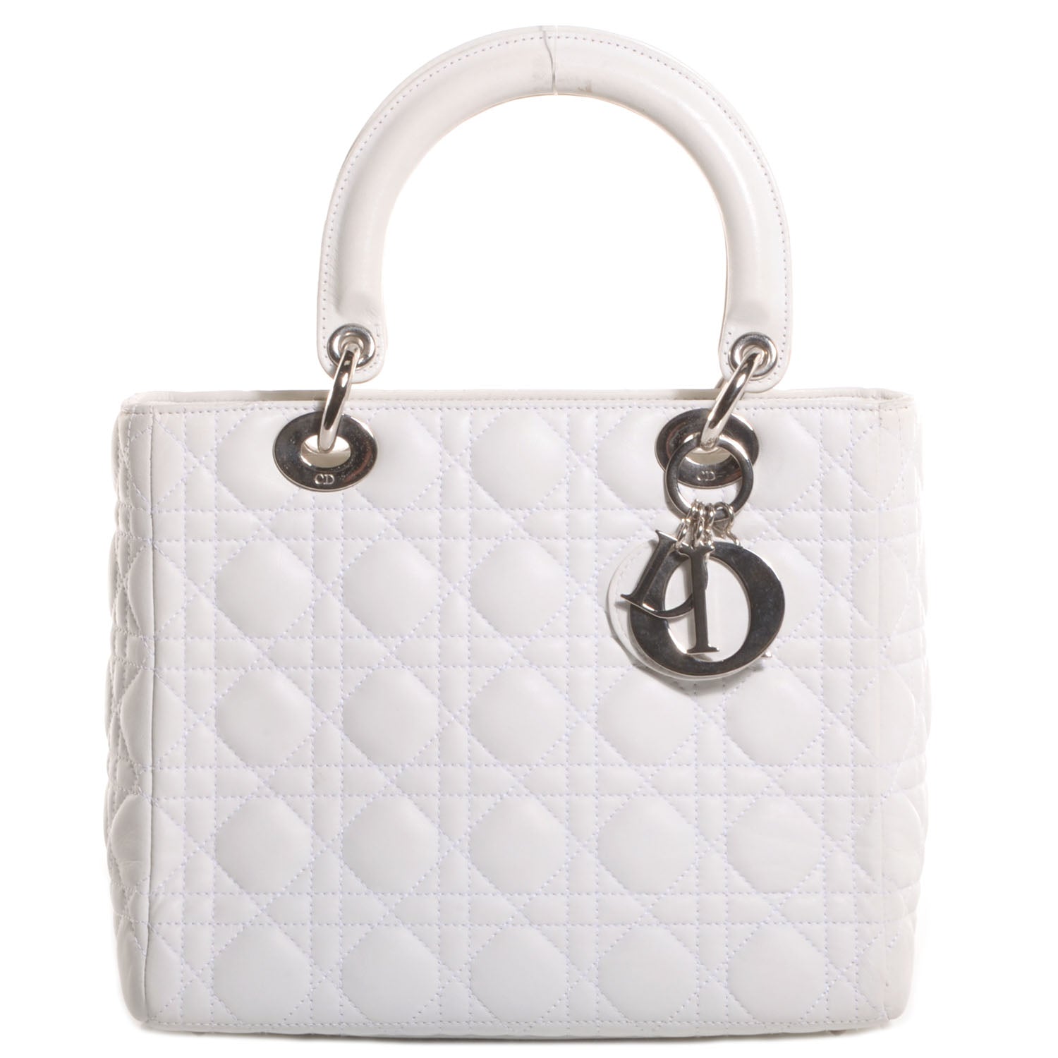 Christian Dior ホワイトレザーバッグ Christian Dior Lambskin Cannage Medium Lady Dior White 85793