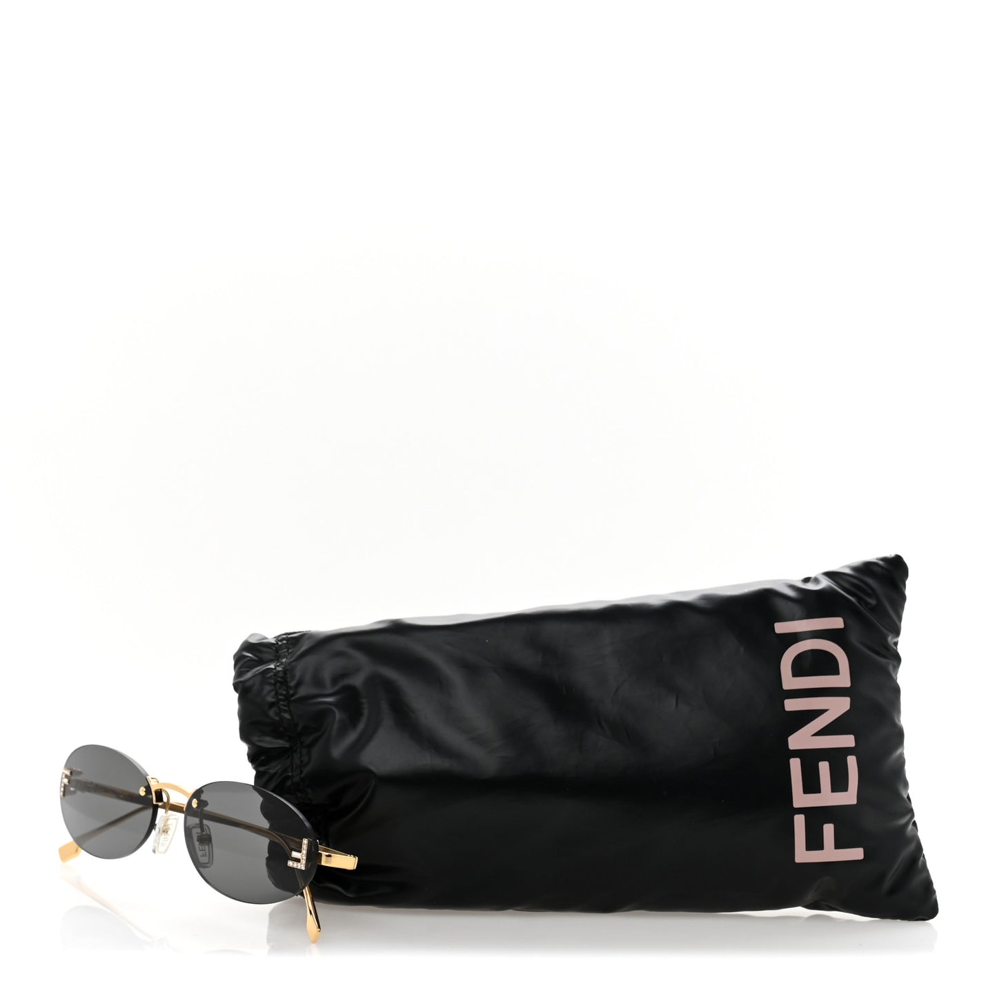 Metal Crystal Fendi First Fashion Show Oval Sunglasses FE4075US Gold Grey