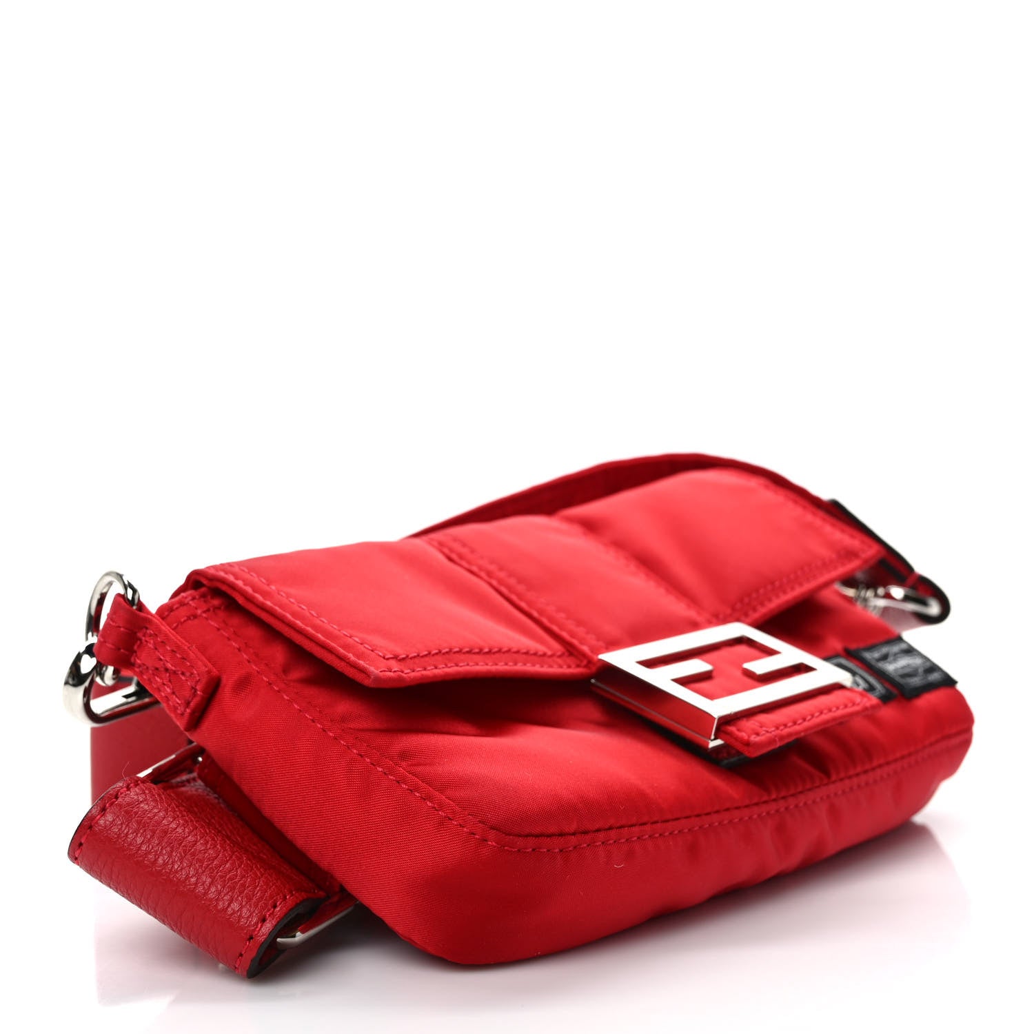 Fendi X PORTER Nylon Cuoio Roma Mini Phone Baguette Belt Bag Cardinale Fuoco 4 of 11