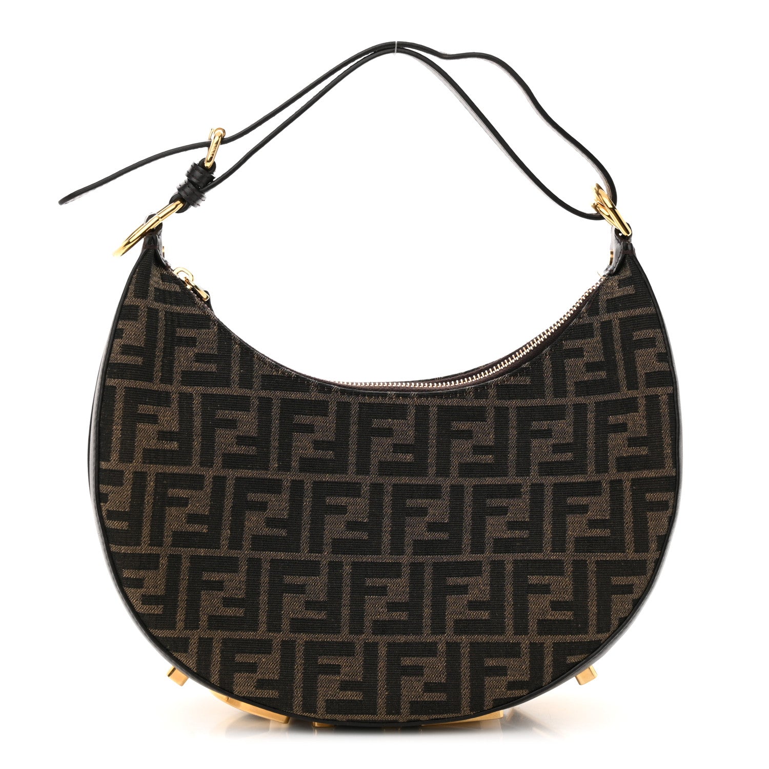 Fendi Fabric Jacquard Vitello Grace FF 1974 Small Fendigraphy Hobo Bag Tobacco Moro Ebano 1 of 12