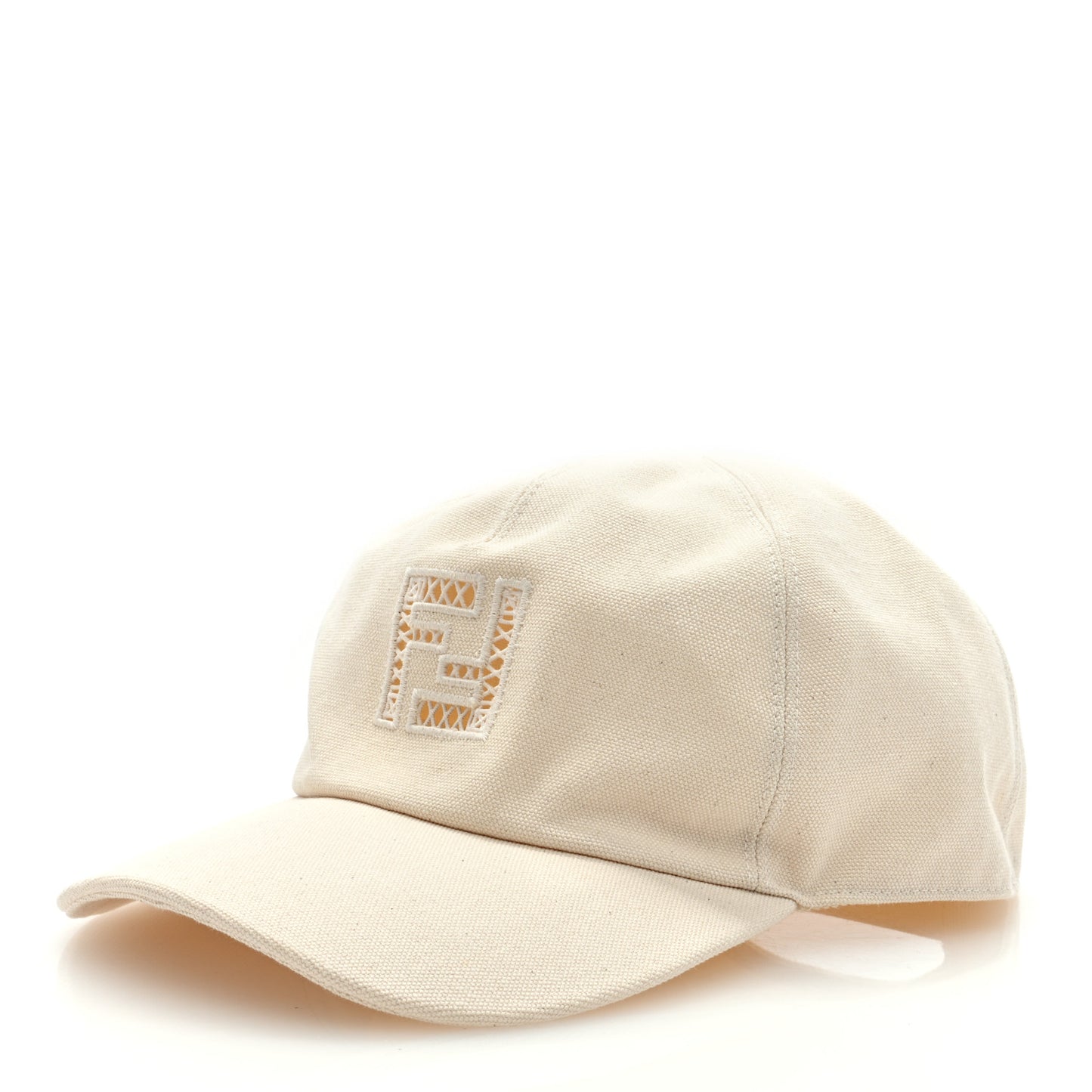 Cotton FF Ajour Embroidered Baseball Hat M Natural