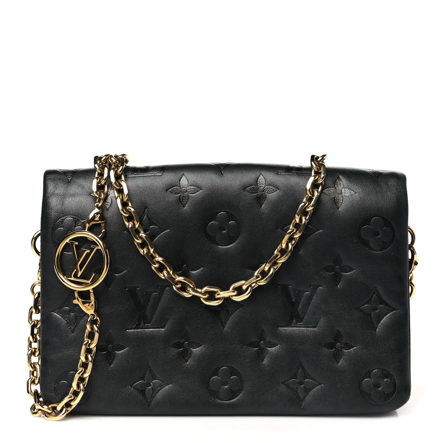 Lambskin Embossed Monogram Pochette Coussin Black
