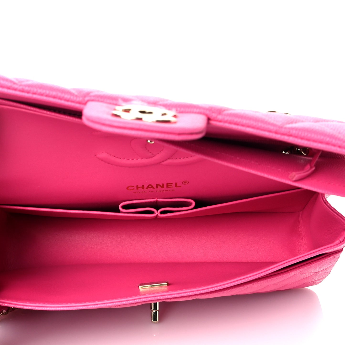 Caviar Quilted Medium Double Flap Pink