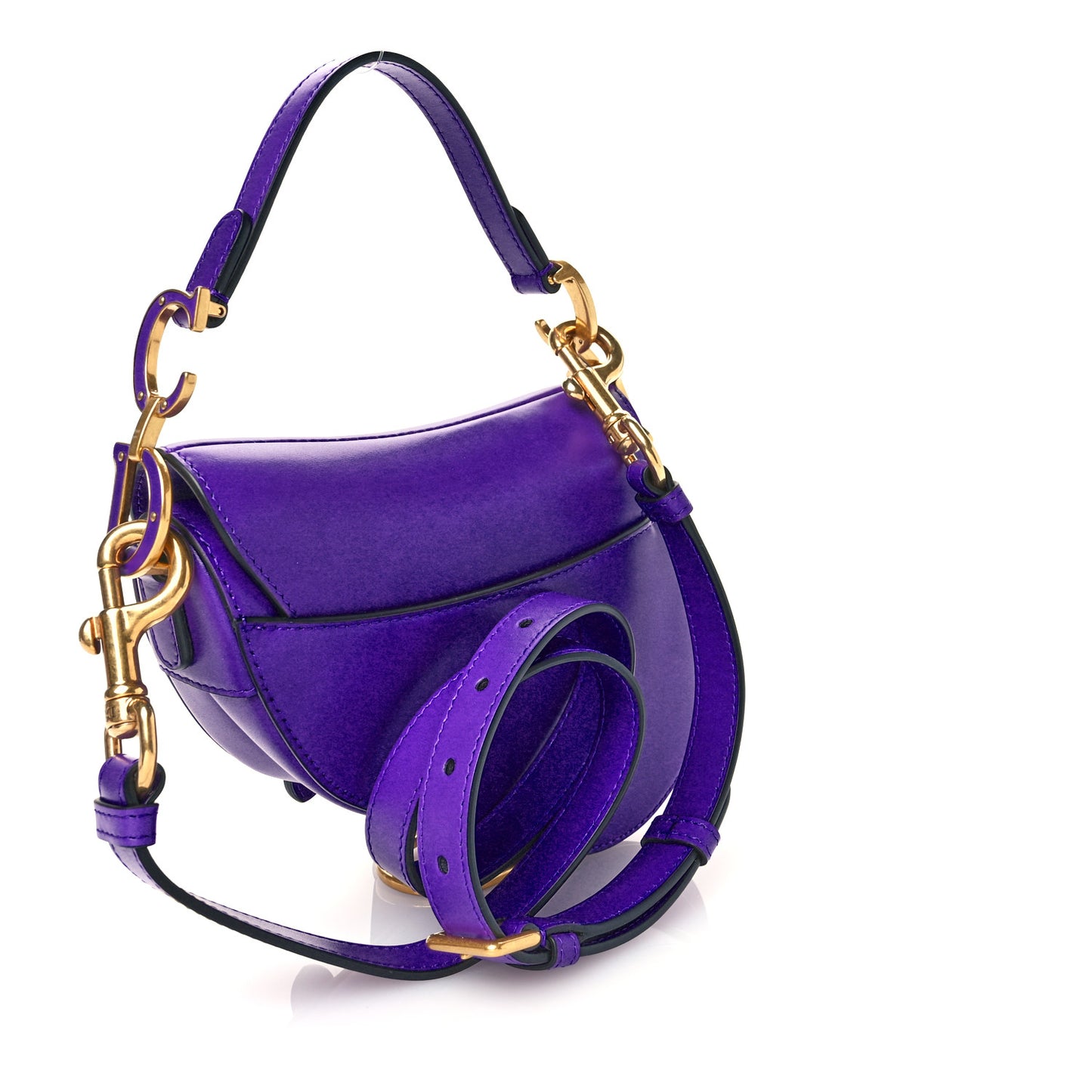 Supple Calfskin Mini Saddle Bag With Strap Purple