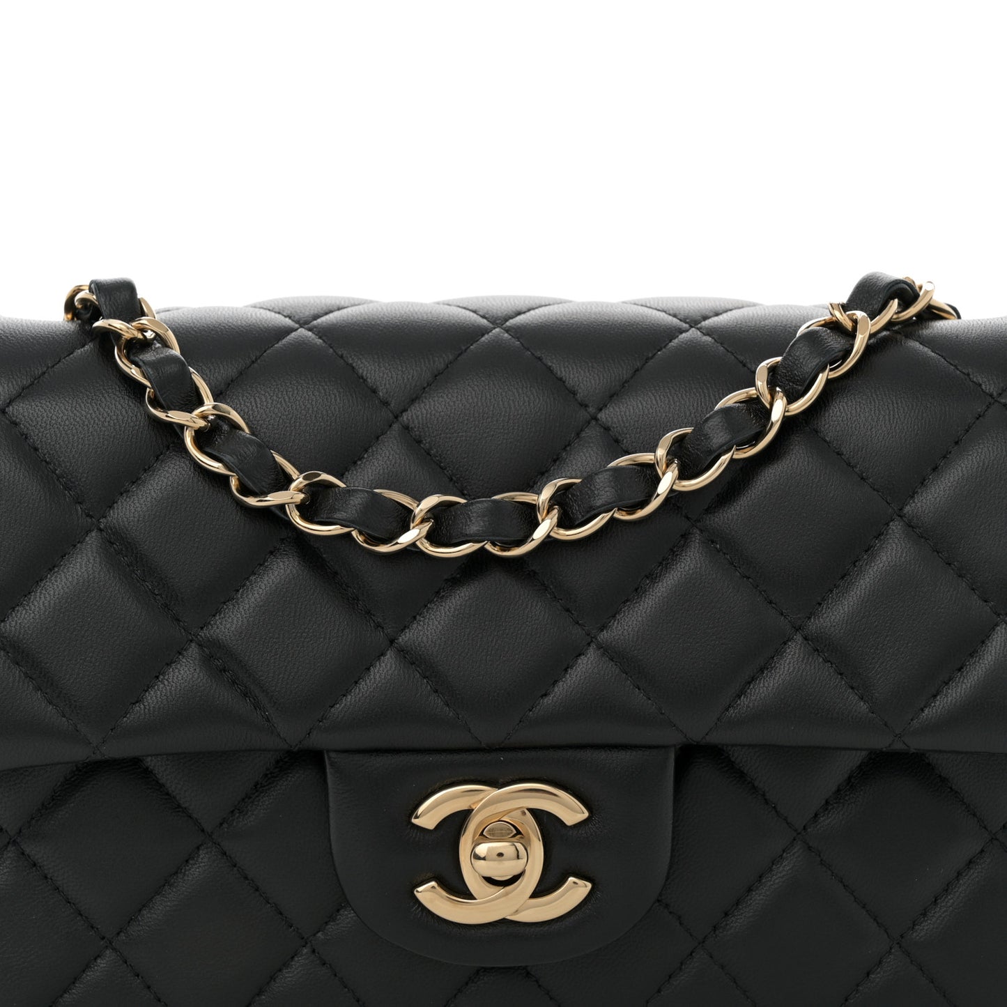 Lambskin Quilted Mini Rectangular Flap Black