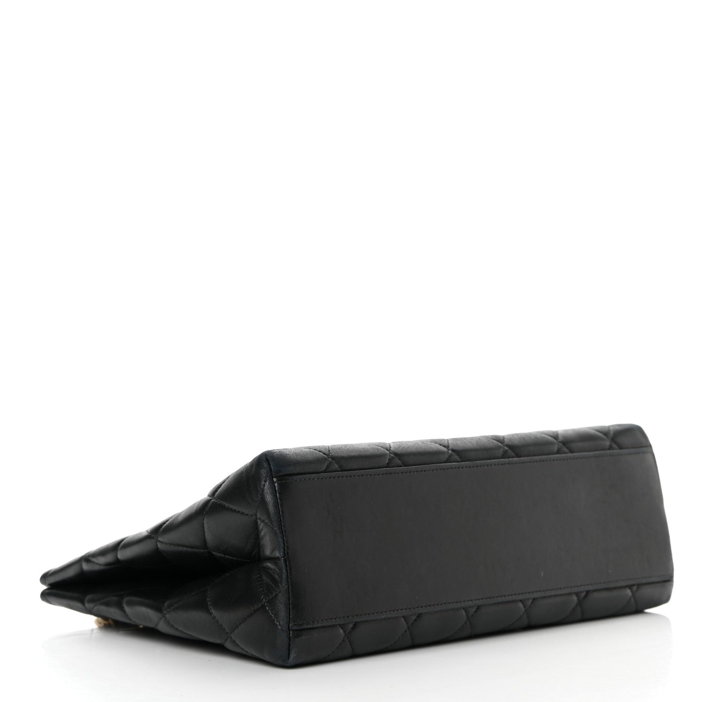 Lambskin Quilted Shopping Tote Black