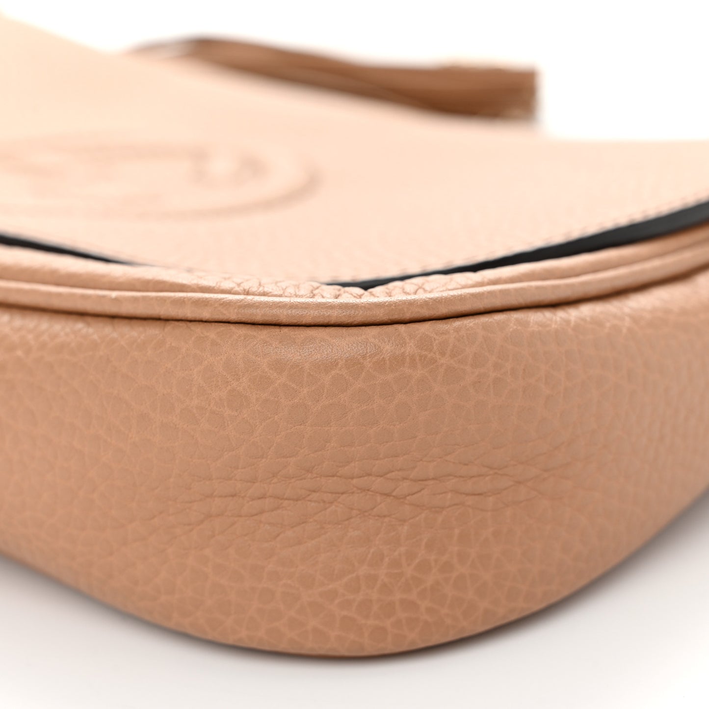 Pebbled Calfskin Medium Soho Flap Crossbody Camelia