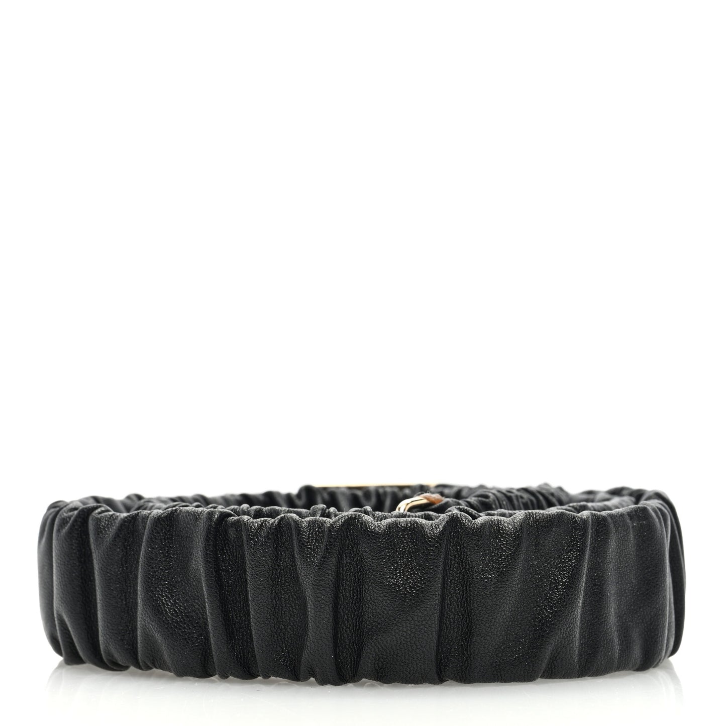 Lambskin Ruched Enamel CC Belt 85 34 Black White