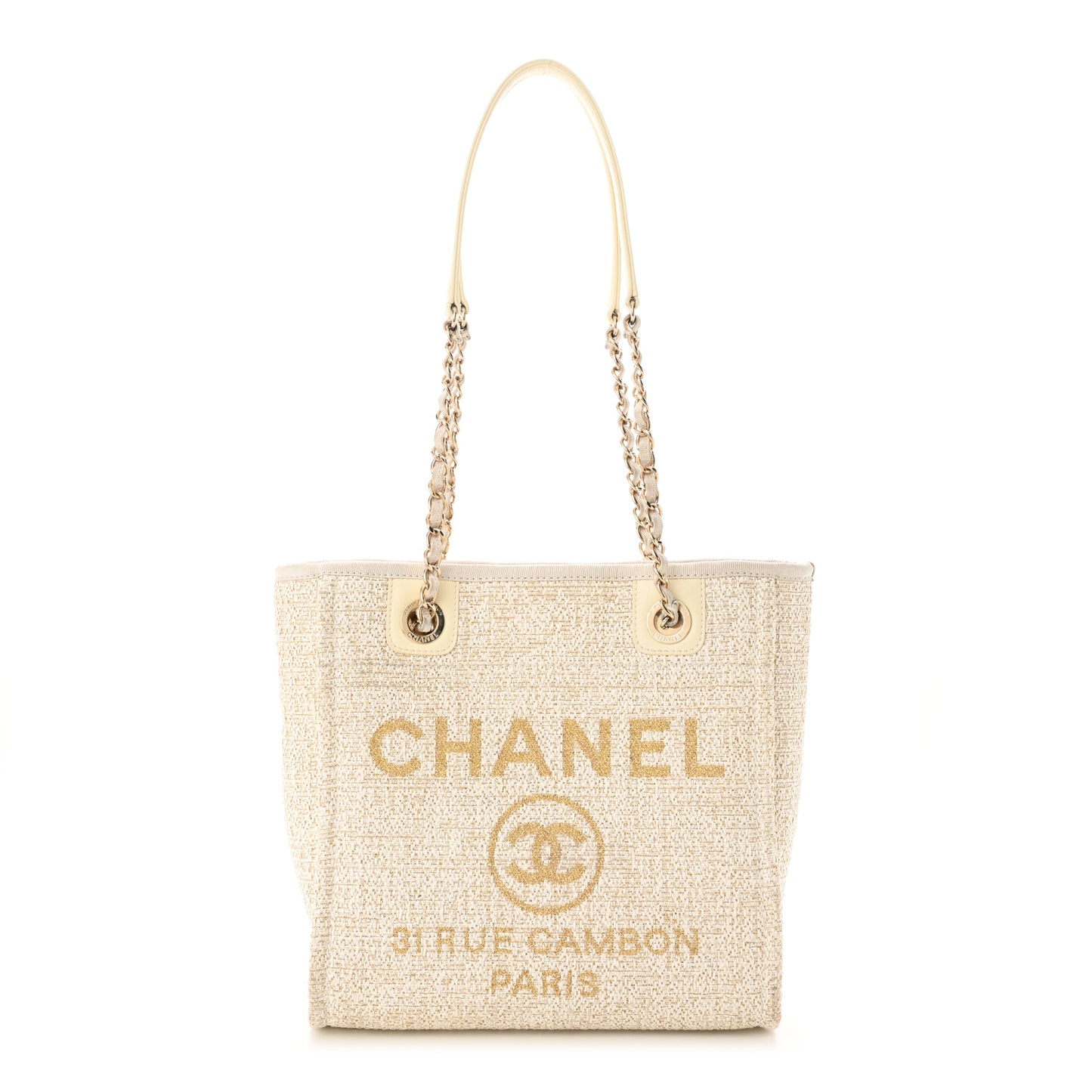 Lurex Boucle Mini Deauville Tote White