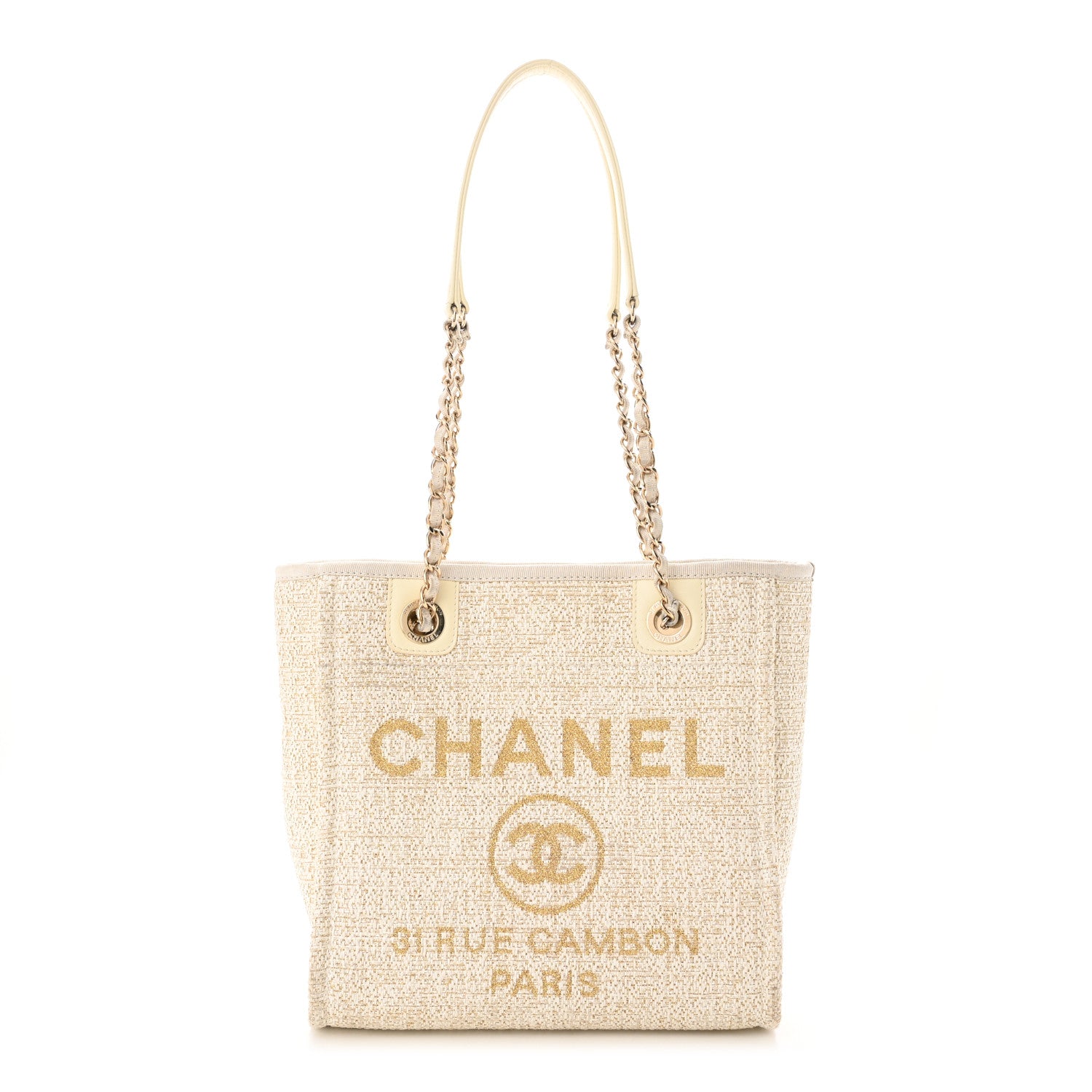 Chanel Lurex Boucle Mini Deauville Tote White 1 of 10