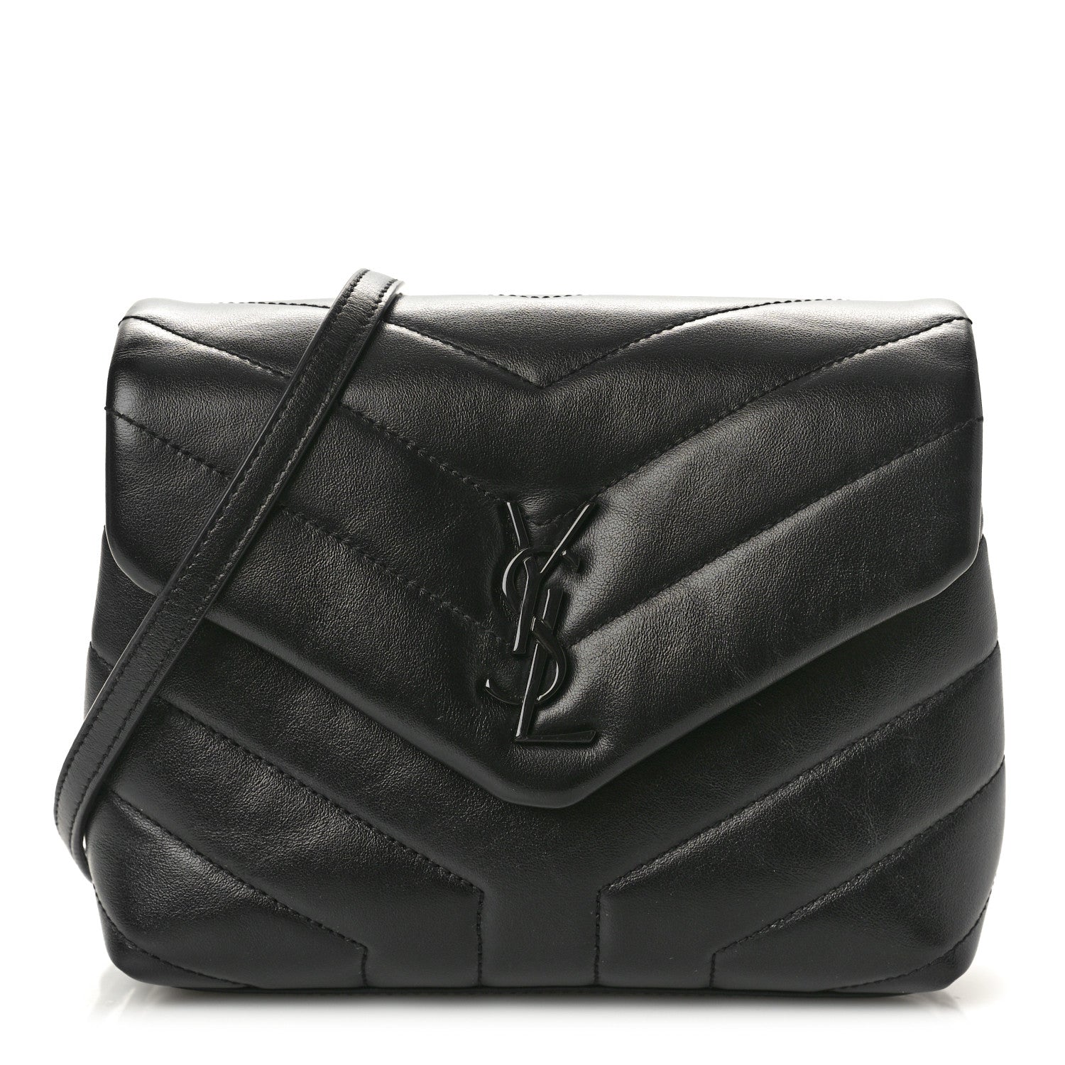 Saint Laurent Calfskin Y Quilted Monogram Monochrome Toy Loulou Crossbody Bag Black 1 of 11