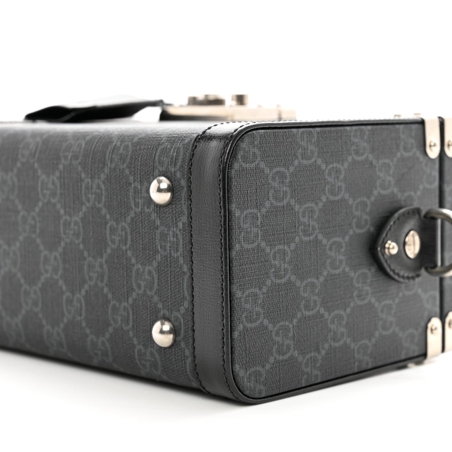 GG Supreme Monogram Calfskin Savoy Top Handle Beauty Case Black