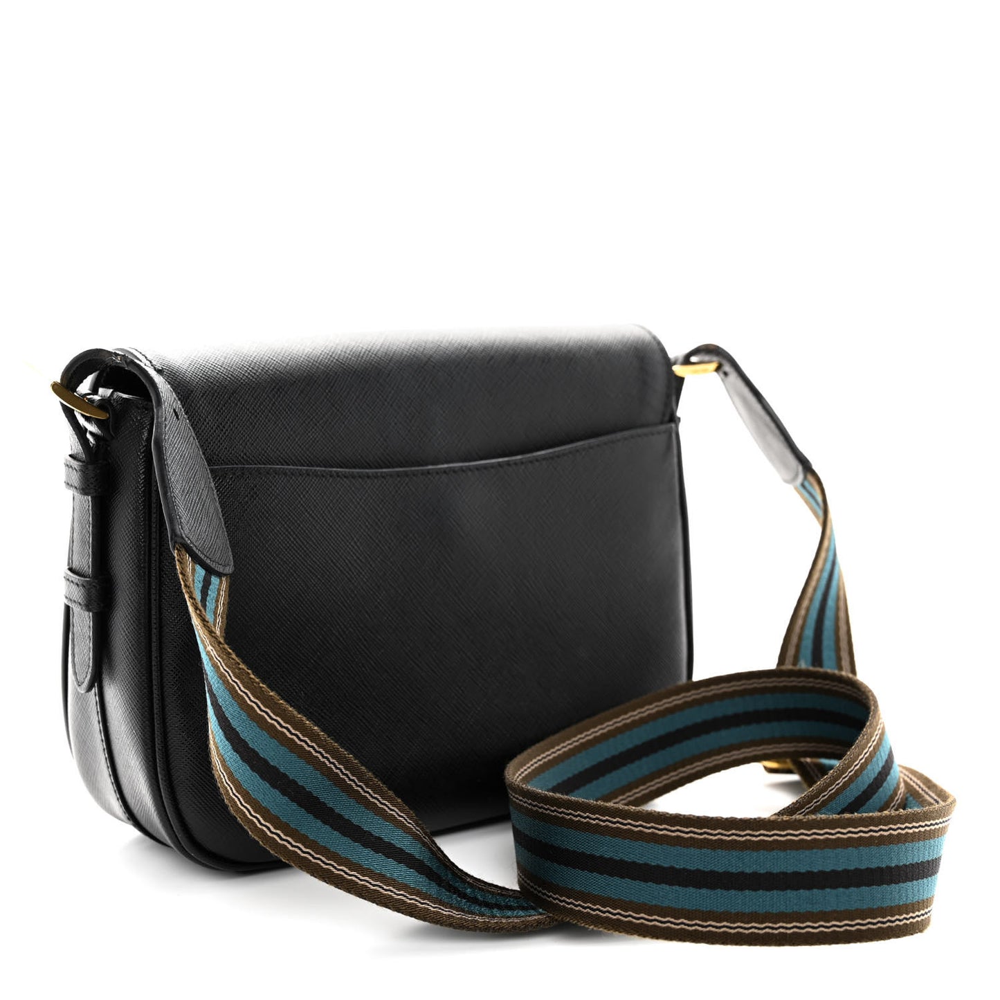 Saffiano Flap Crossbody Black