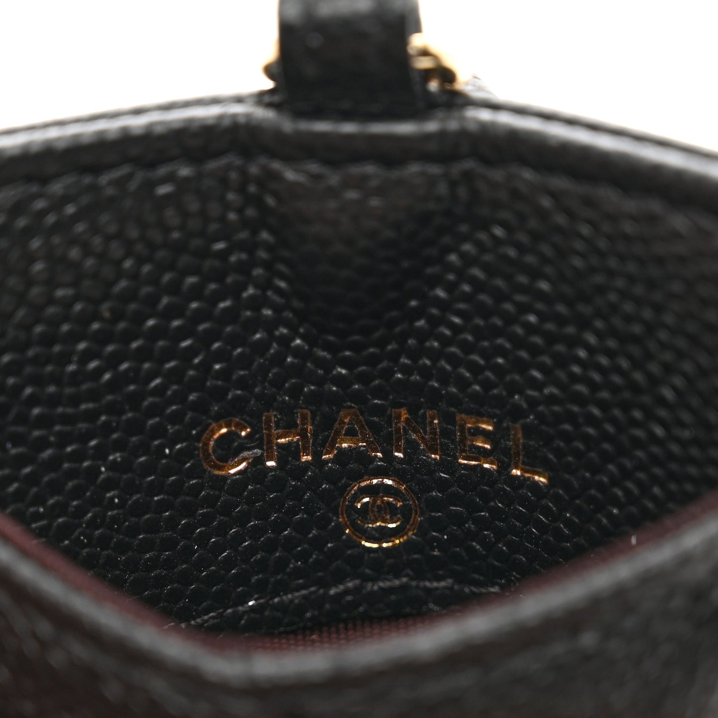 Caviar Quilted Card Holder On Chain Black