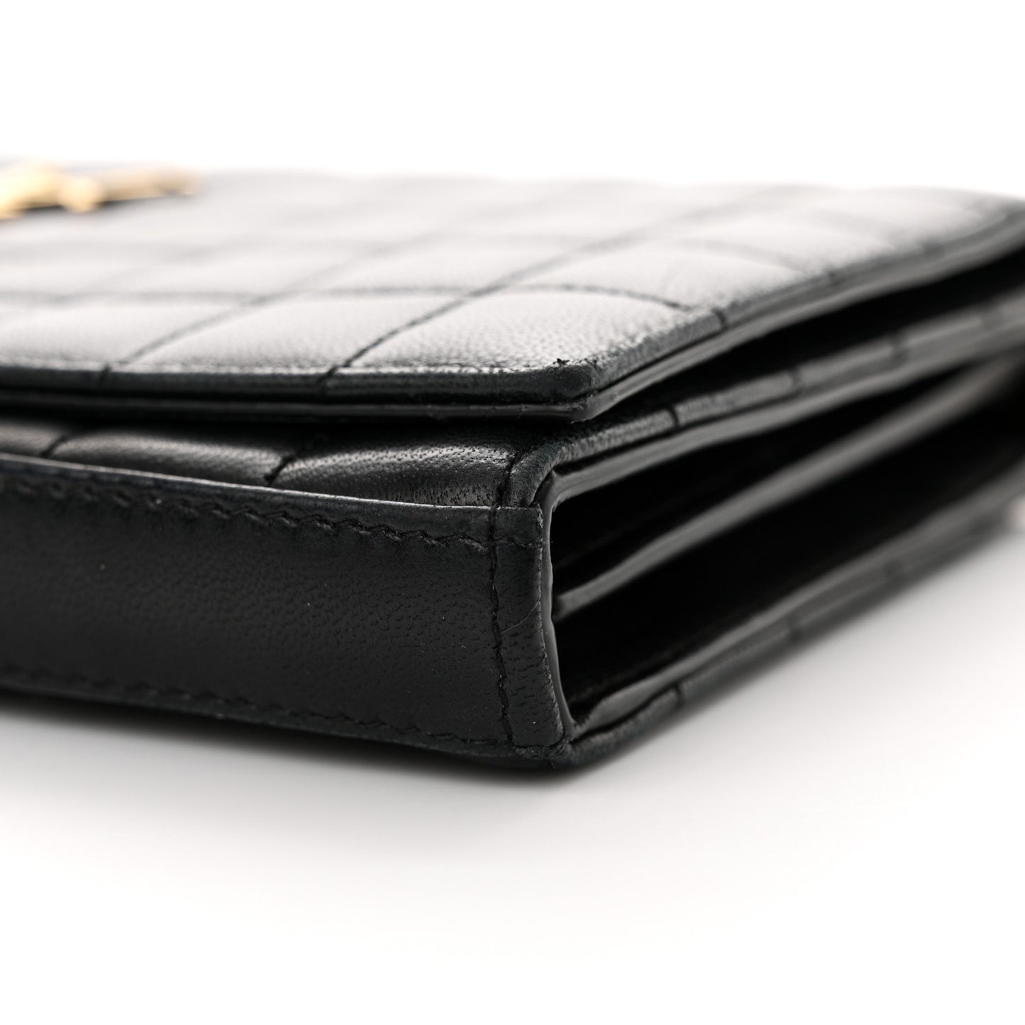 Lambskin Carre Quilted Cassandre Chain Wallet Black