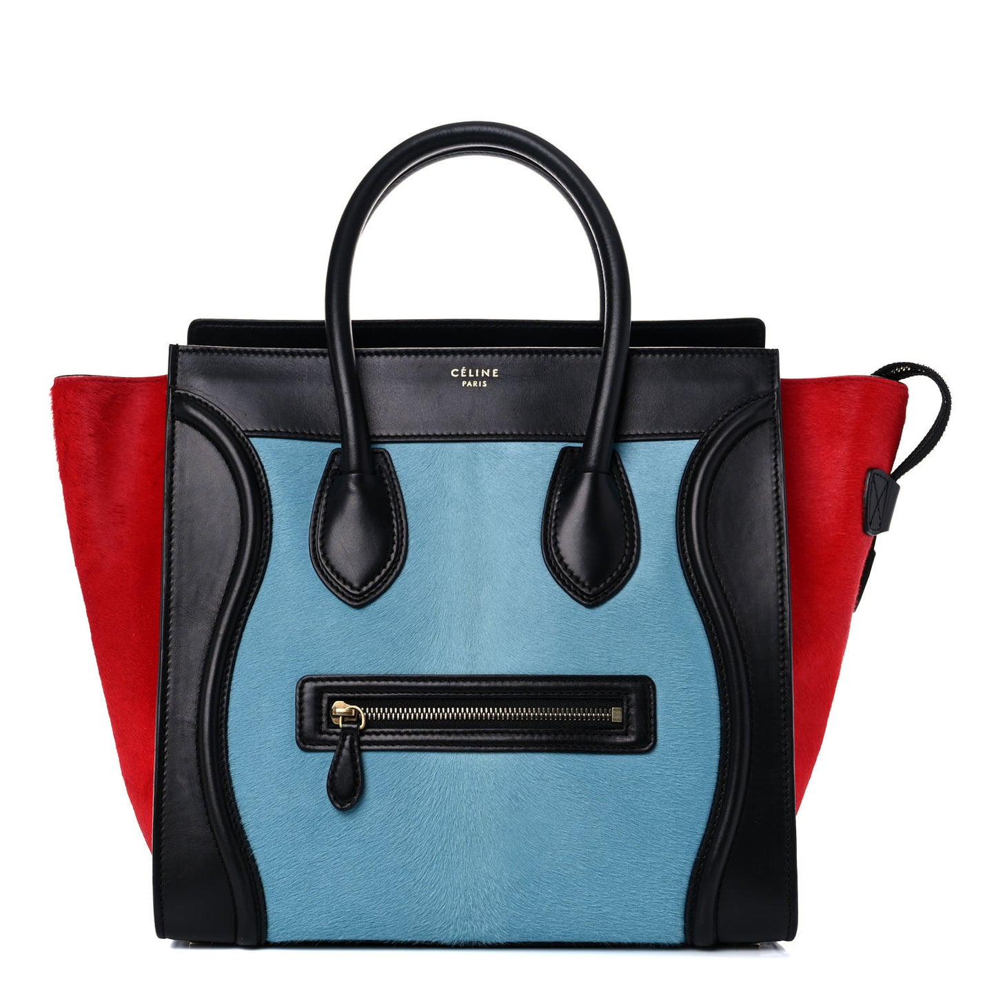 Pony Hair Mini Tri-Color Luggage Glacier Red Black