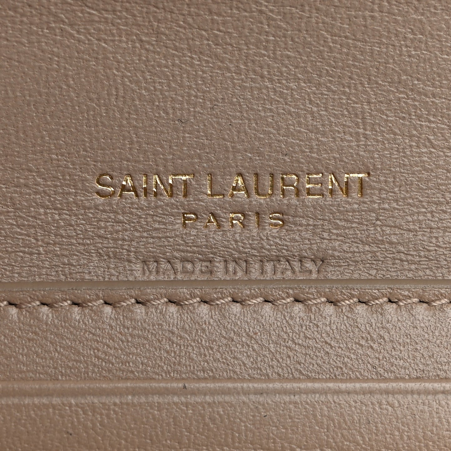 Grain De Poudre Matelasse Chevron Cassandre Monogram Compact Tri Fold Wallet Dark Beige