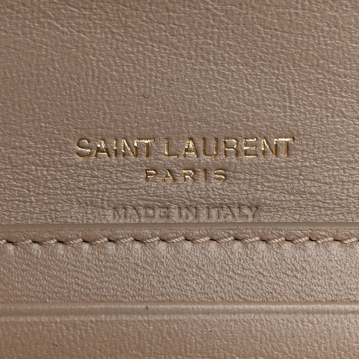Saint Laurent Grain De Poudre Matelasse Chevron Cassandre Monogram Compact Tri Fold Wallet Dark Beige 6 of 10