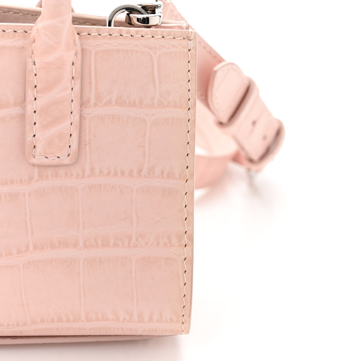 Calfskin Crocodile Embossed Medusa 95 Mini Tote Bag Light Pink