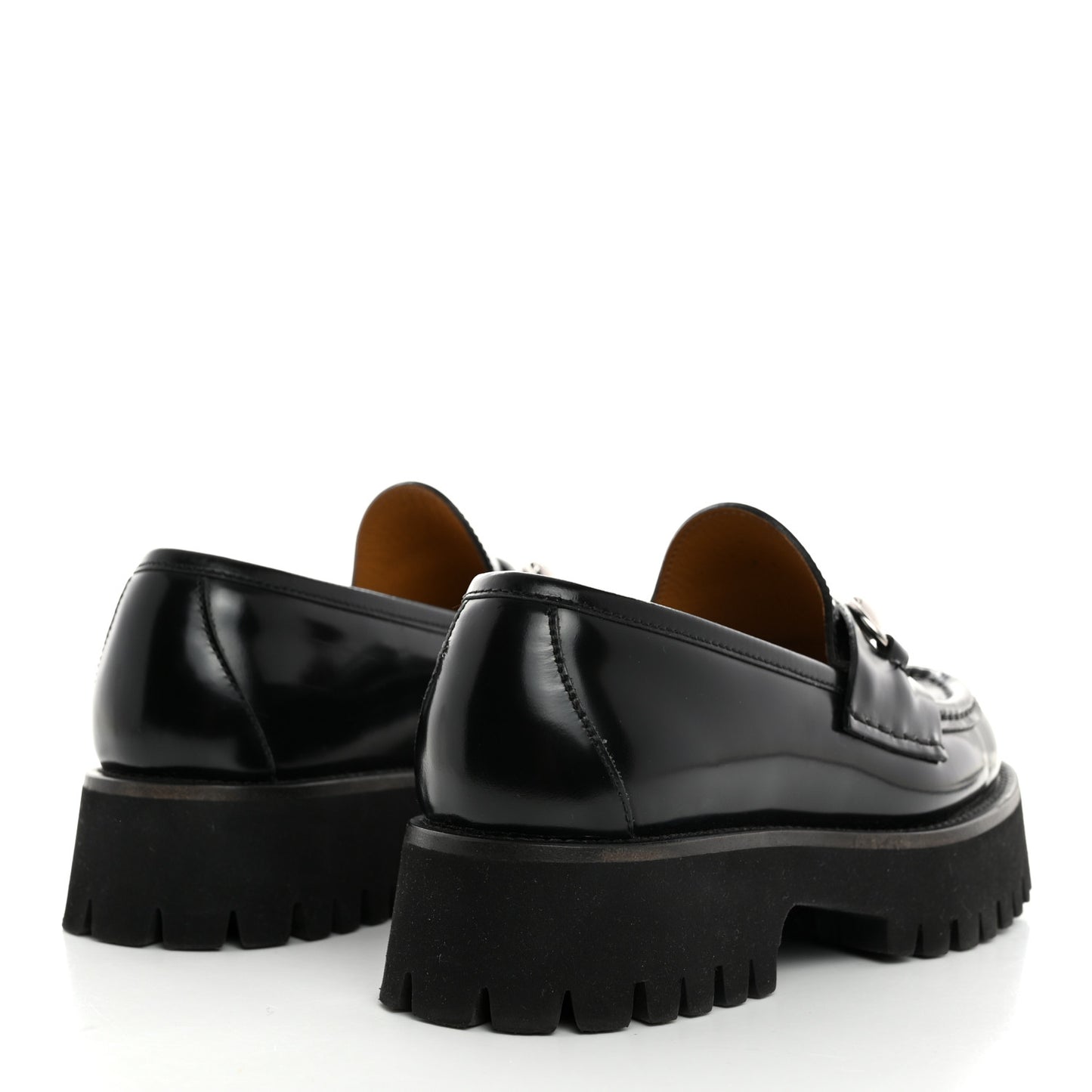 Cordovan Lux Womens Horsebit 45mm Platform Loafers 36 Black