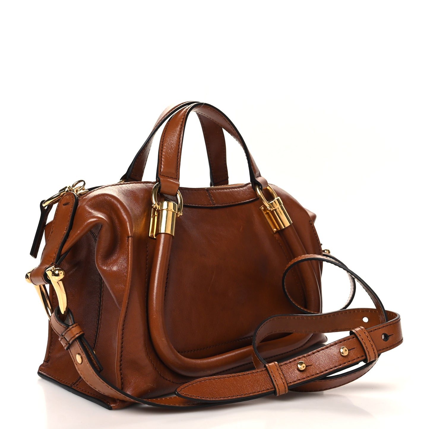 Shiny Calfskin Small Paraty 24 Clay Brown