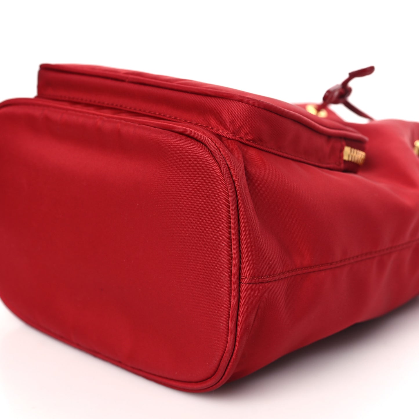 Nylon Vela Saffiano Mini Bucket Crossbody Bag Fuoco