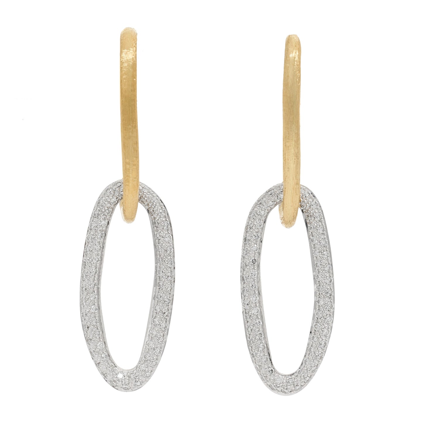 18K Yellow White Gold Diamond Jaipur Link Drop Earrings
