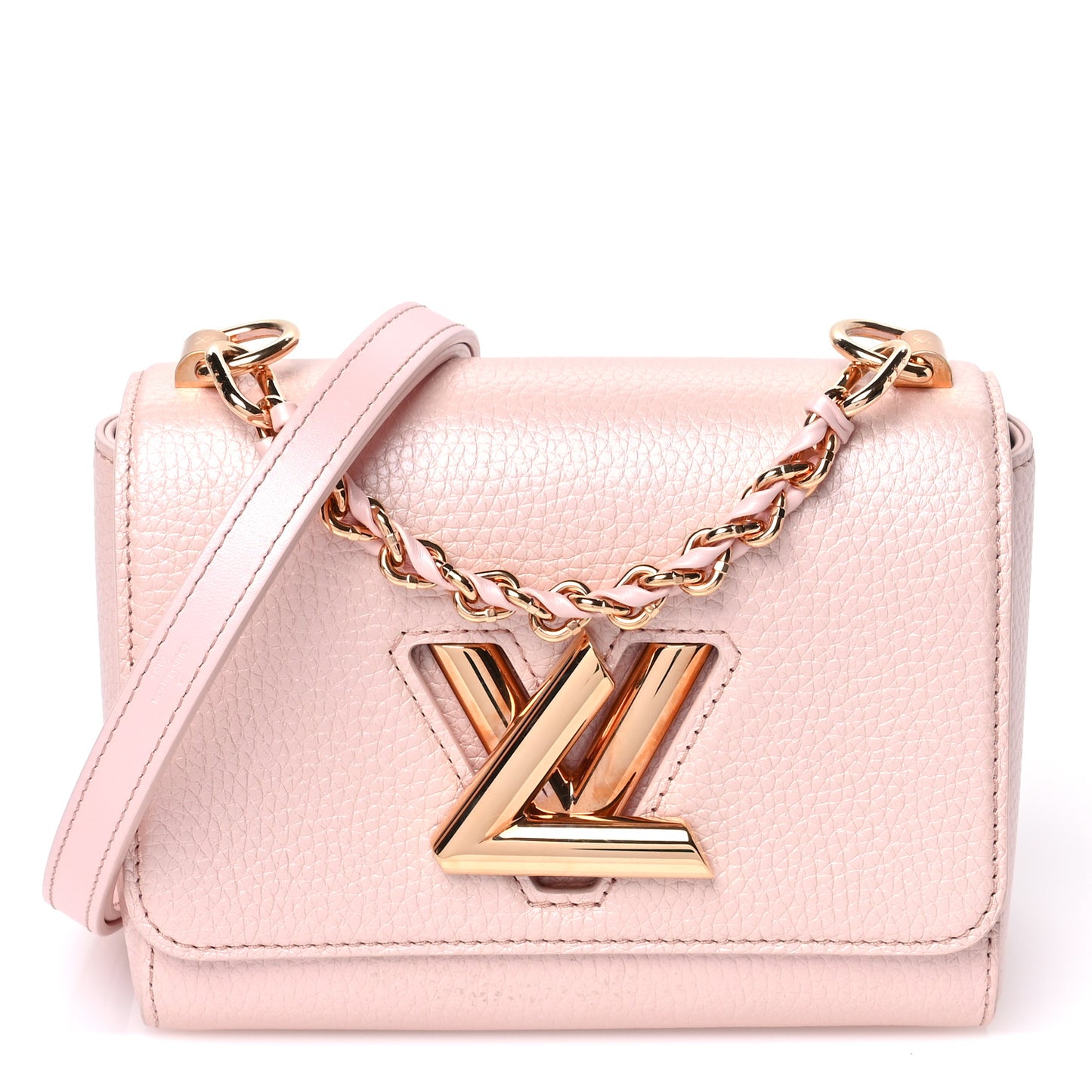 Iridescent Grained Calfskin Summer Splash Twist PM Pink