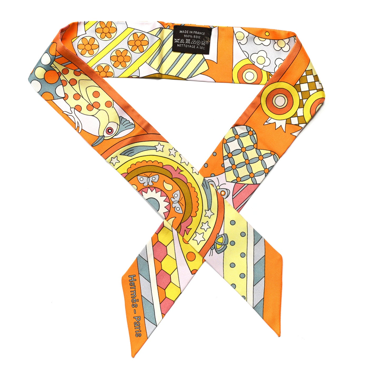Silk Les Murmures de la Foret Twilly Orange Jaune Vif Vert