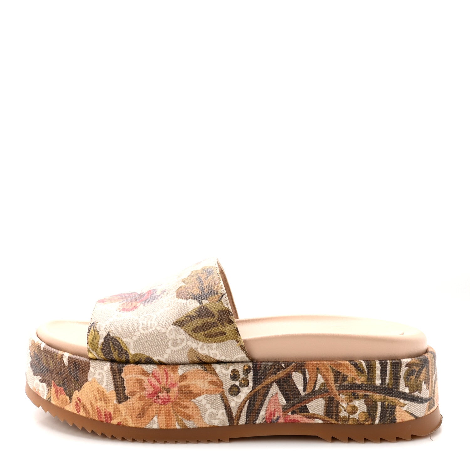 GUCCI GGスプリーム ビーチサンダル フローラ Gucci GG Supreme Monogram Water Flora Angelina Platform Slide
