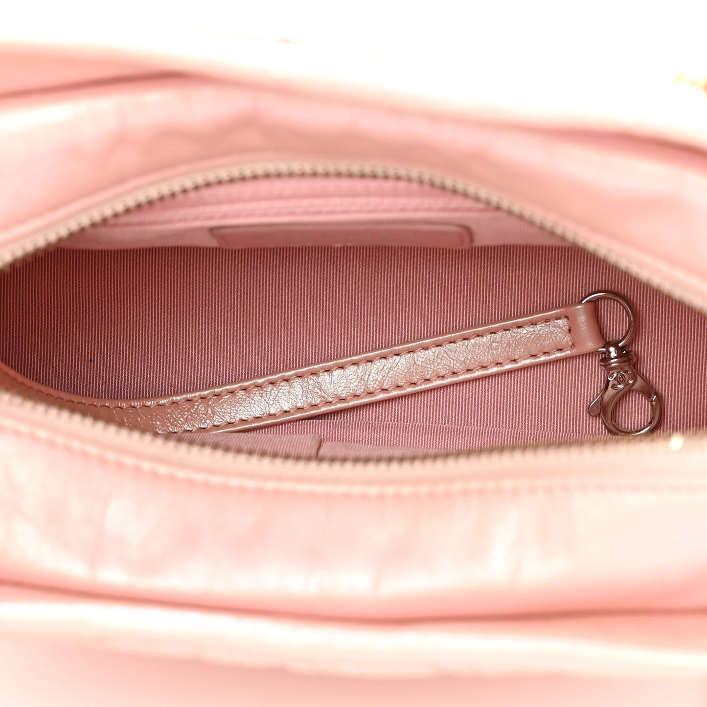 Iridescent Aged Calfskin Quilted Small Gabrielle Hobo Rose