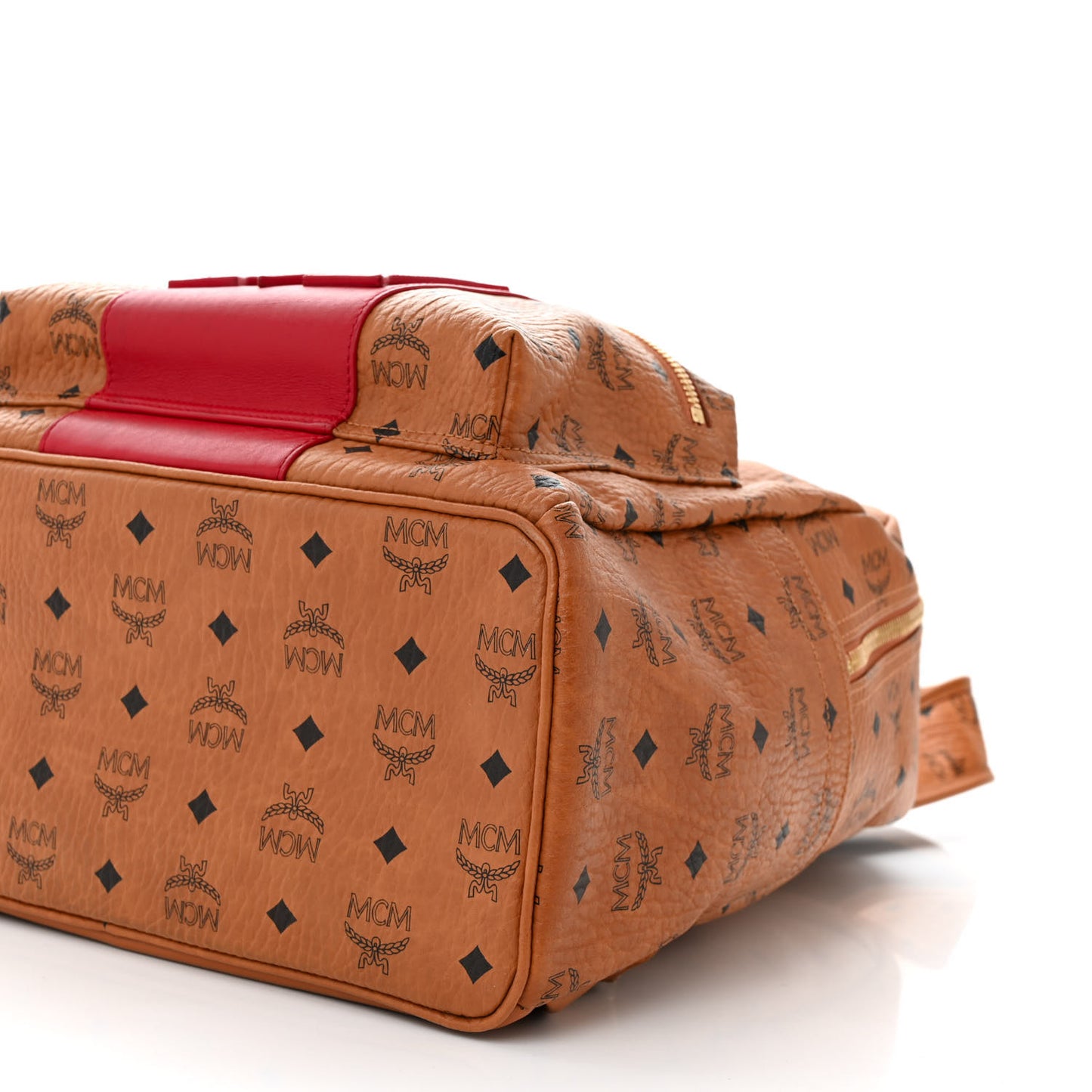 Visetos Medium Stark Logo Stripe Backpack Cognac Red