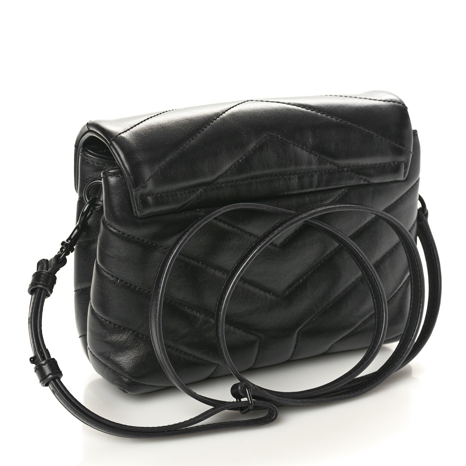 Saint Laurent Calfskin Y Quilted Monogram Monochrome Toy Loulou Crossbody Bag Black 3 of 11
