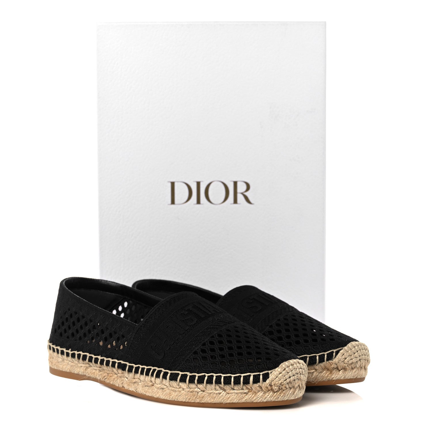 Christian Dior Canvas Embroidered Perforated Granville Espadrille 36.5 Black 9 of 9