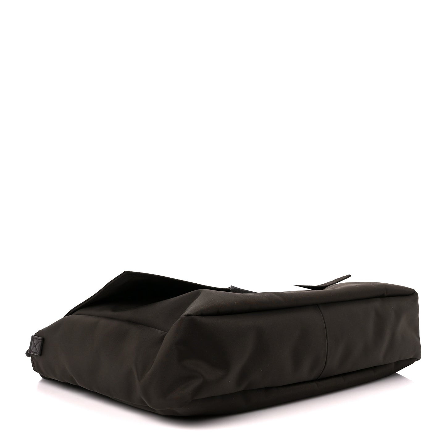 Econyl Nylon Cuoio Romano Monochrome Large Baguette Messenger Bag Ebano