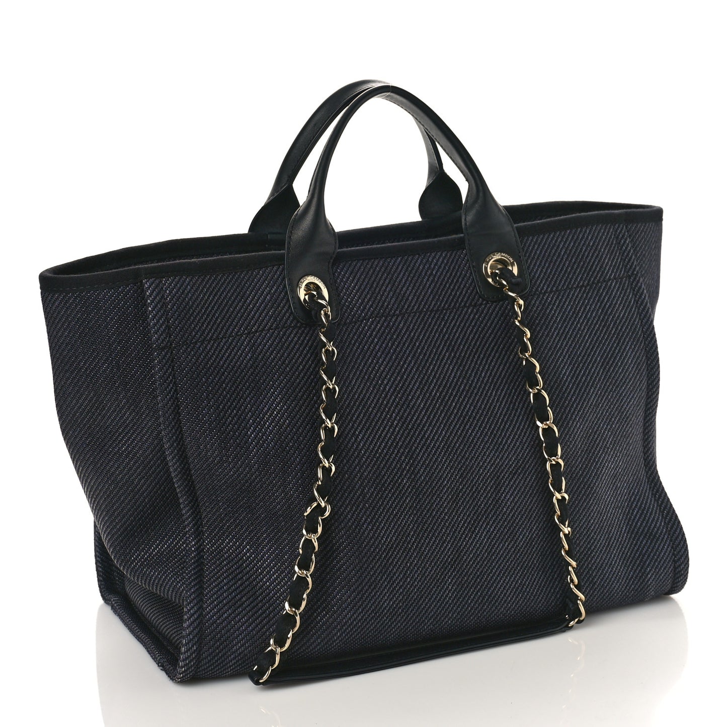 Mixed Fibers Calfskin Medium Deauville Tote Black