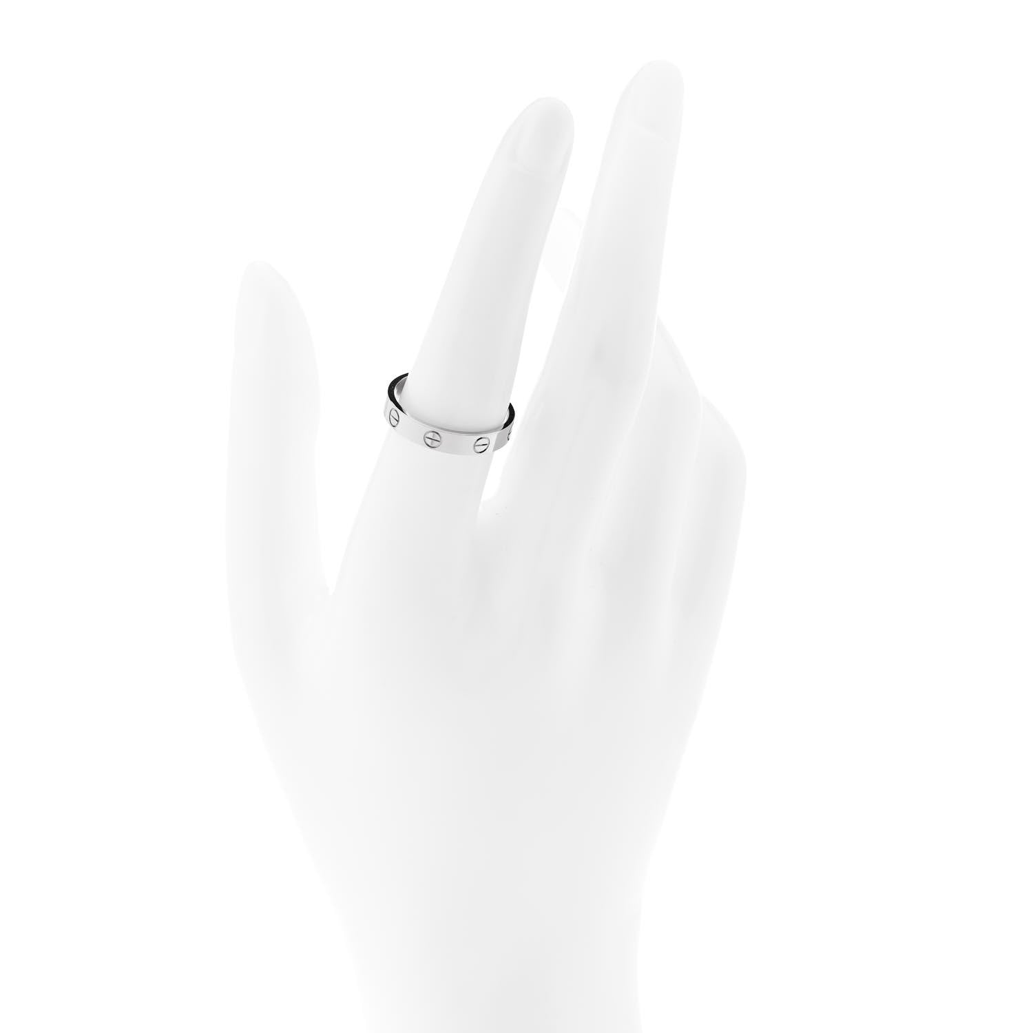 Cartier 18K White Gold 3.5mm LOVE Wedding Band Ring 55 7.25 2 of 5