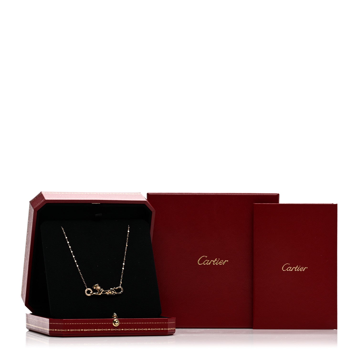 Cartier 18K Yellow Gold Diamond Tsavorite Black Lacquer Panthere De Cartier Necklace 5 of 5