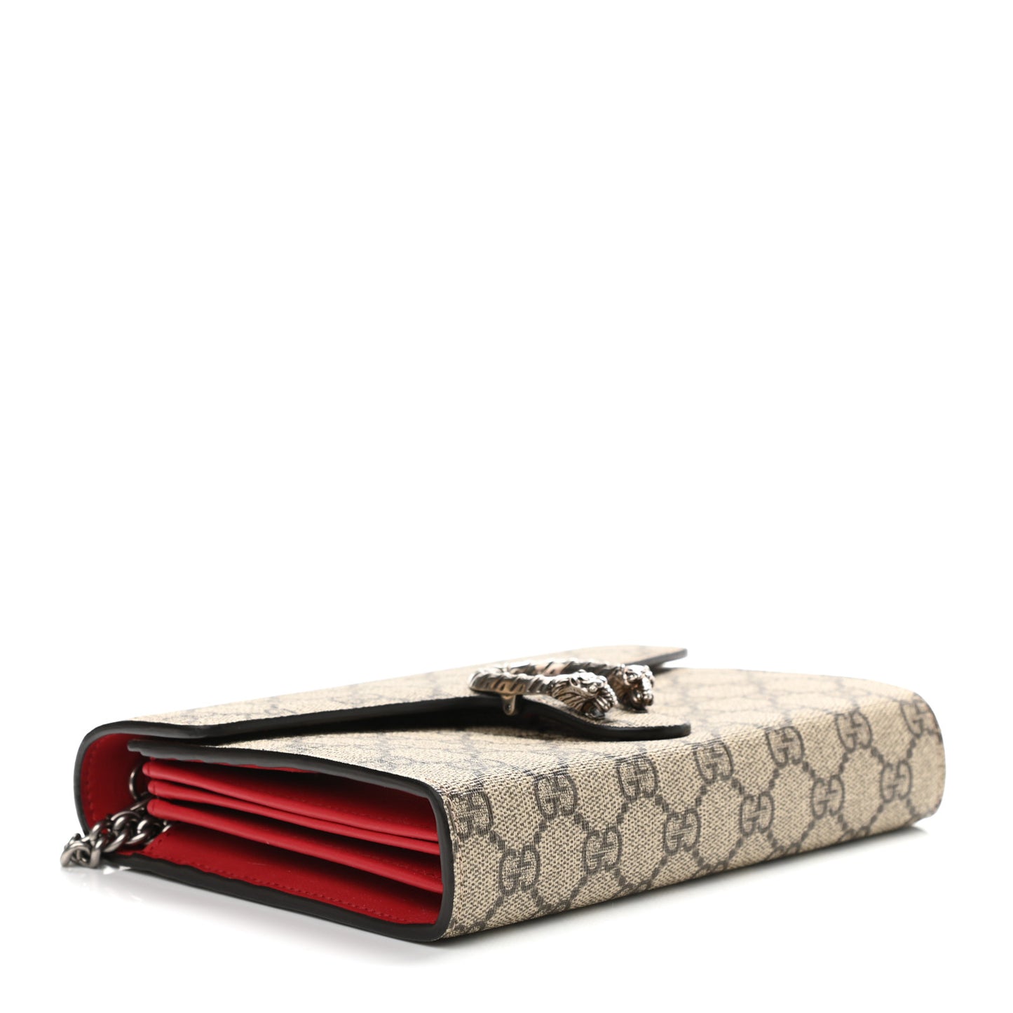GG Supreme Monogram Mini Dionysus Chain Wallet Beige Vulcanic Red