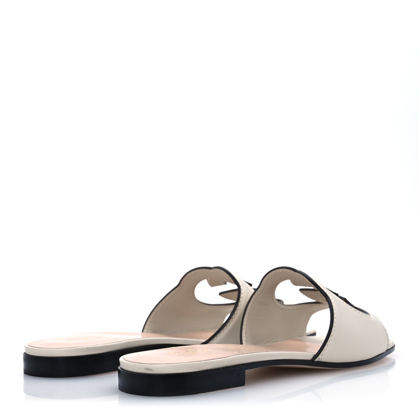 Cosmos Softy Calfskin Interlocking G Cut Out Slide Sandals 37 Mystic White